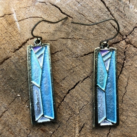 Rectangular Dangle Earrings 𝅺 - Picture 2 of 4